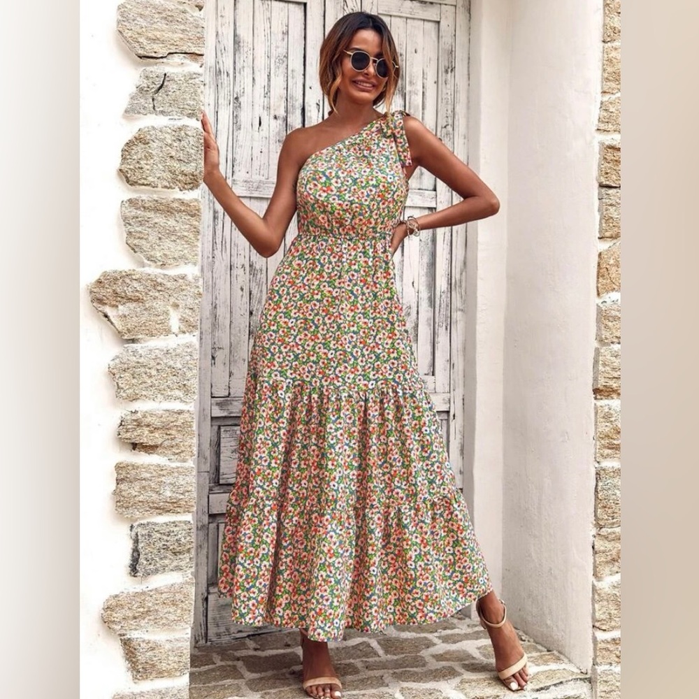 SHEIN | Floral One-Shoulder Dress